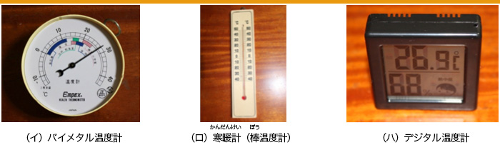 バイメタル温度計、寒暖計、デジタル温度計